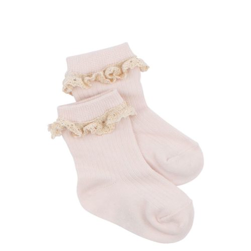 Strumpor med spetskant Lace - Pink 12-24m/22-24