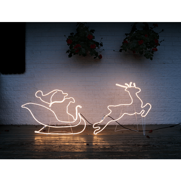 Siluett Neoled – Tomte med Ren och Släde - Bild 2