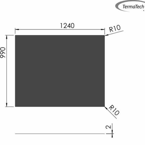 Golvplatta Fyrkant 1000x1250 (990x1240mm) 2 rundade hörn R10mm