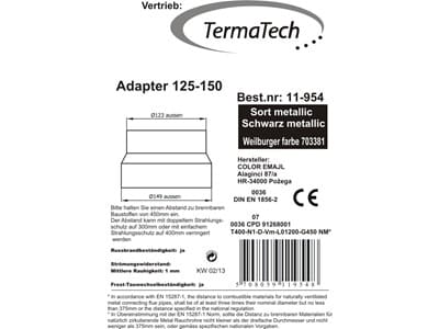 Termatech Övergångsstos 125/150 utv. Ø123/149mm