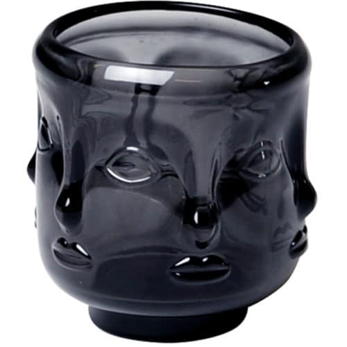 Ljuslykta ansikte mörkgrå glas