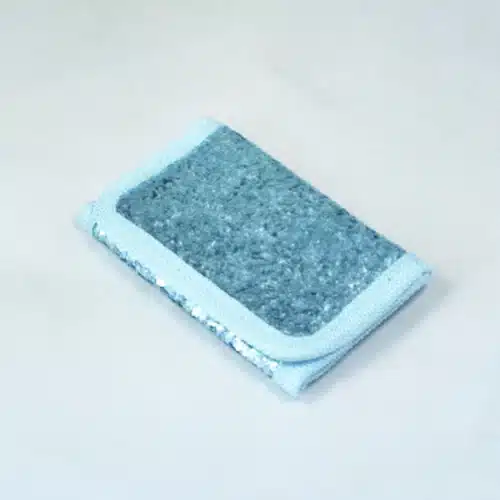 Plånbok med glitter med dragkedja och olika innerfack blå