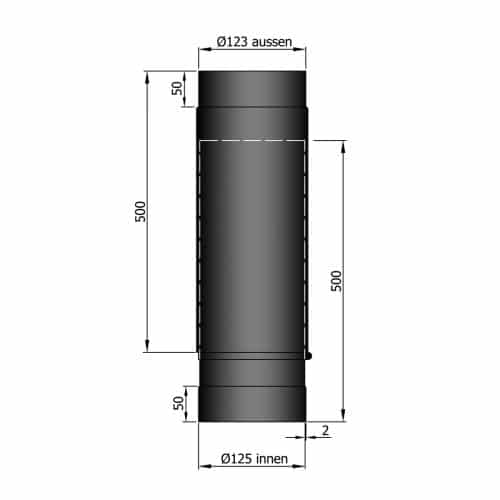 Rökrör L:590-900mm teleskopiskt