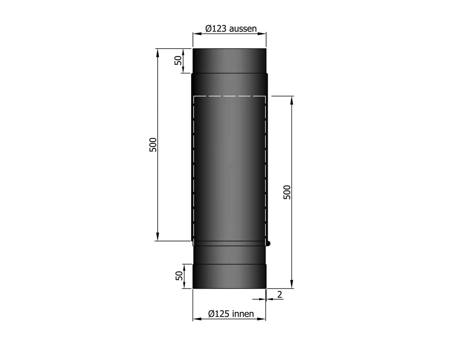 Rökrör L:590-900mm teleskopiskt