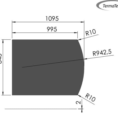 Golvplatta Rak båge 850x1100 (845x1095mm)