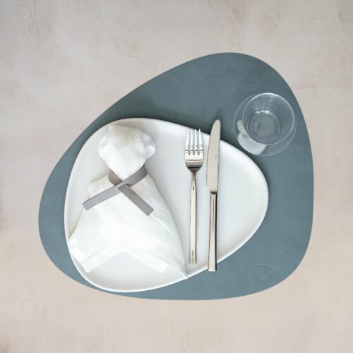 Table Mat Curve L Leather Nupo Light Blue