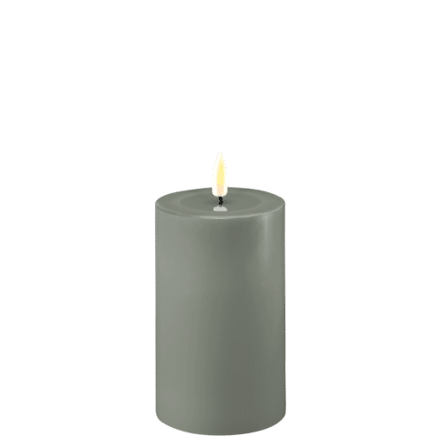 Blockljus LED Salviagrön Ø 7,5×12,5cm