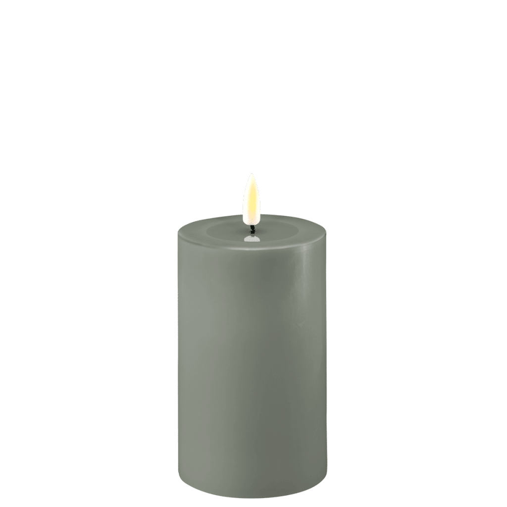 Blockljus LED Salviagrön Ø 7,5×12,5cm