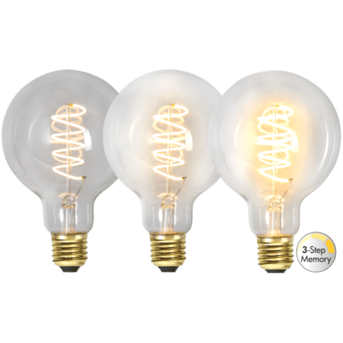 LED-LAMPA E27 G95 DECOLED SPIRAL CLEAR 3-STEP MEMORY