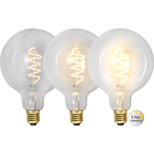 LED-LAMPA E27 G125 DECOLED SPIRAL CLEAR 3-STEP MEMORY
