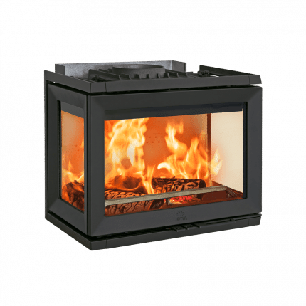 Jøtul I 520 FRL, glas front, höger/vänster sida, svart lack