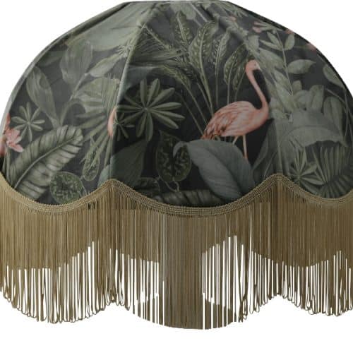 Flamingo Jungle Lampskärm Guldfrans