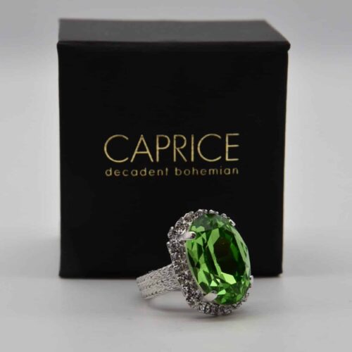 Kelly II Ring Rhodium Peridot