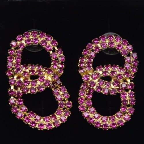 Glam Chain Jr Örhänge Guld Fuchsia