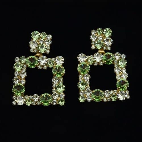 Magic Squares Earring Gold Ljusgrön