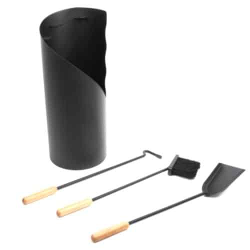 Eldställ 3-Delar Svart Med Trähandtag