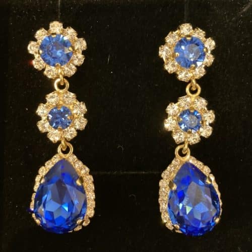 Caprice Trinity guld blå örhänge