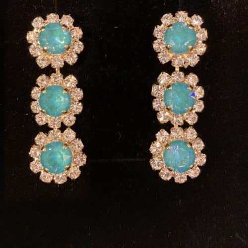 Caprice Petite Fleur trio guld turkos örhänge