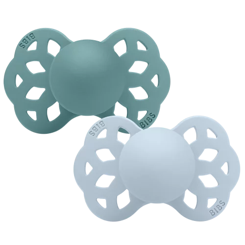 BIBS -Silikonnapp Infinity 2-Pack Symmetrisk Baby Blue/Island Sea Size 1