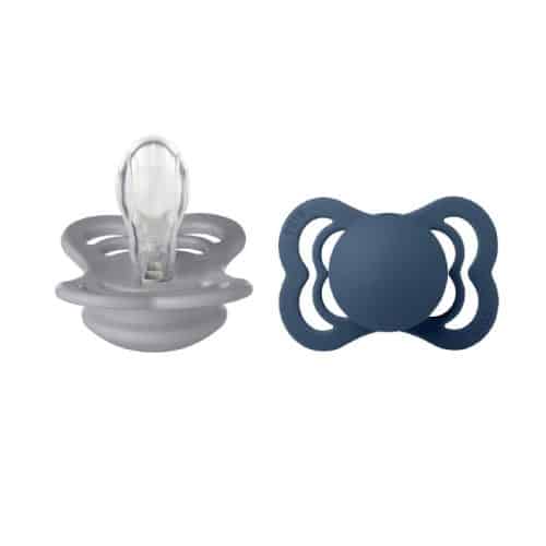 BIBS Silikonnapp  2-Pack Supreme Cloud/Steel Blue Size 1