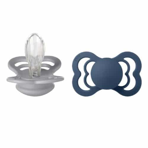 BIBS Silikonnapp 2-Pack Supreme Cloud/Steel Blue Size 2