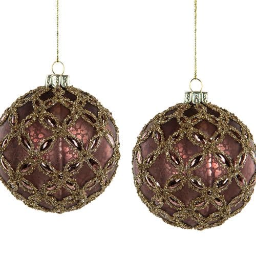 Glaskula Lucy Brun/Röd 8cm