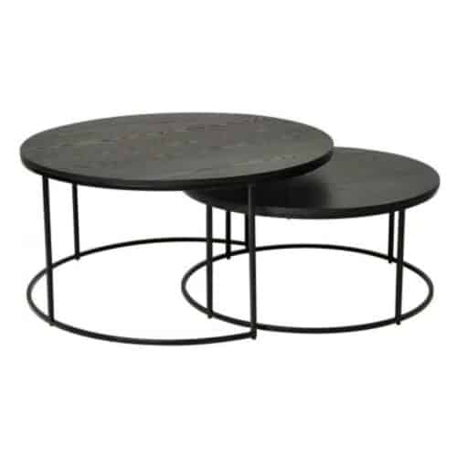 Soffbord Muran Runt Svart 2-Set