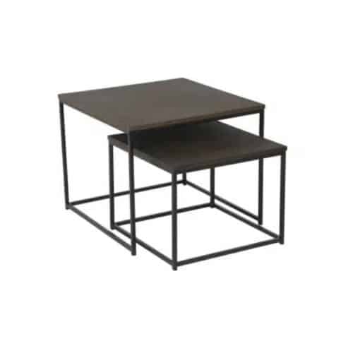 Sidobord Duett Set om 2 - Fyrkant Brun Ek