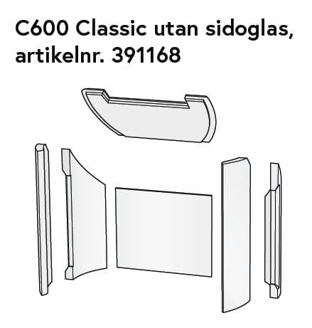 Contura Vermiculitesats 600 Classic utan sidoglas – komplett sats vermiculiteplattor för kaminens innerväggar.