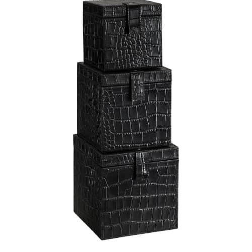 Artwood Läderbox Marcello 3-Set Svart