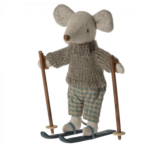 Maileg Vintermus med skidset, storebror