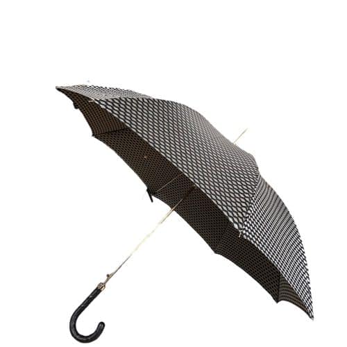 Pasotti 1956 Paraply Svart Mönstrat Twistat Läderhandtag