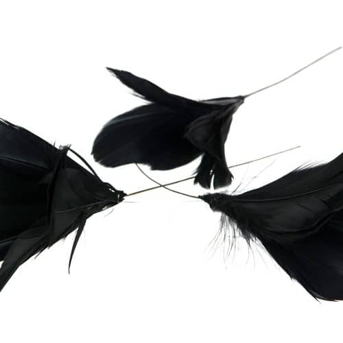 Fjäder Trådad Blom Svart 12st