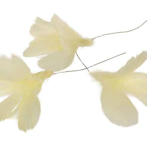Fjäder Trådad Blom Ljusgul 12st