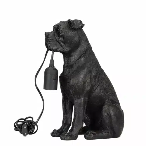 Bordslampa Hund Svart/Brun Poly