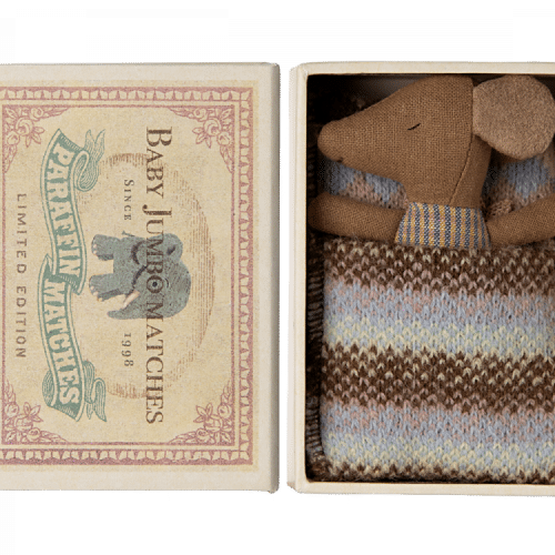 Maileg Sleepy wakey babymus i tändsticksask - Rose