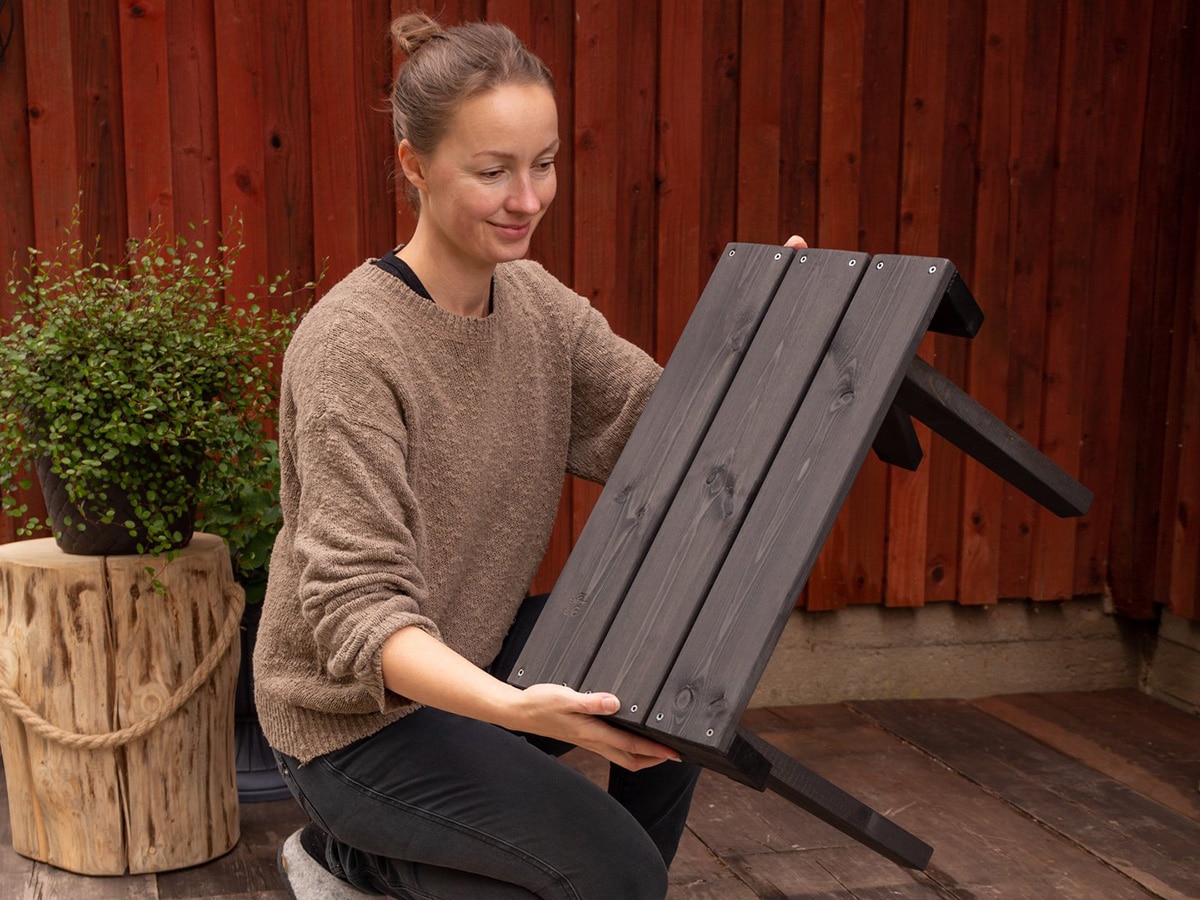 Hillerstorp Granny bord, oljad furu grå - Bild 2