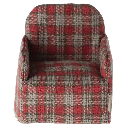 Maileg Fåtölj röd rutig mus