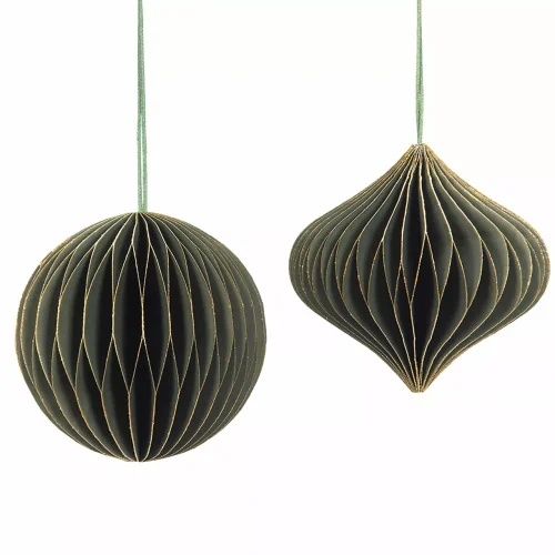 Pappersjulkula Peg Grön/Guld Mix Ø8cm