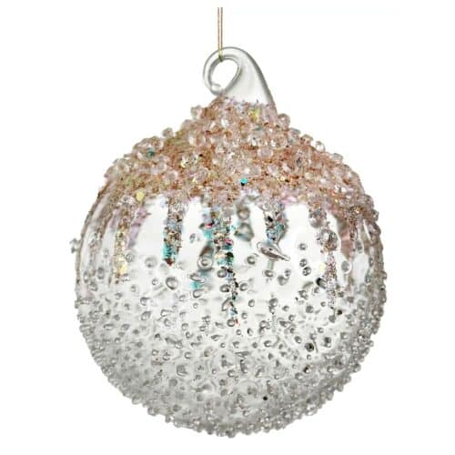 Julkula Glas Glitter is med pärlor 8cm