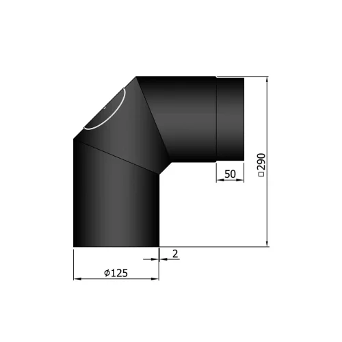Termatech Böj 2x45° m. sotlucka 290x290mm Ø125