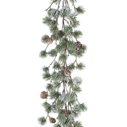 Lärkgirlang 170 cm Grön med Kottar och snö