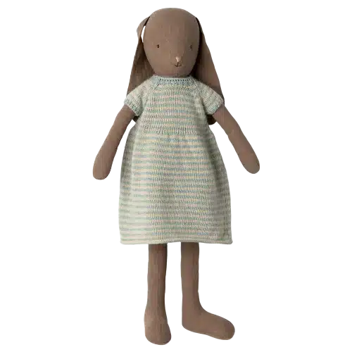 Maileg Kanin storlek 4, Brun - Stickad klänning