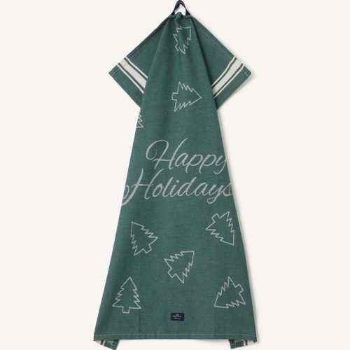 Lexington Happy holidays jacquardmönstrad kökshandduk Grön