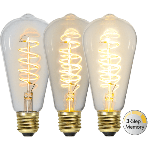 Star Trading LED-lampa E27 ST64 Decoled Spiral Clear 3-step memory