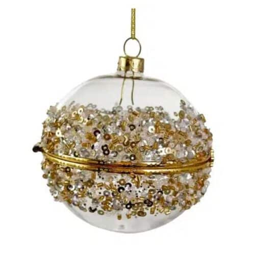 Shishi Glasägg öppningsbart med pärlor Guld 8,5cm