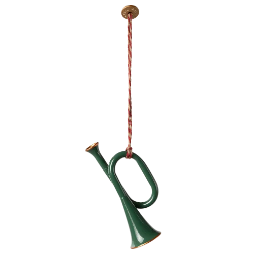 Maileg julpynt - Trumpet att hänga upp, metall - Mörkgrön
