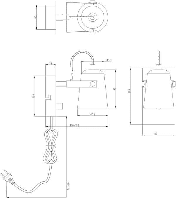 Aneta METZ vägglampa, svart/matt mässing - Bild 4