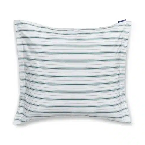 Lexington Örngott i randig bomullspoplin, beige/eukalyptus