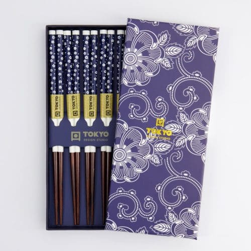 Tokyo Design studio Chopstick Giftset/5 Blue Flowers